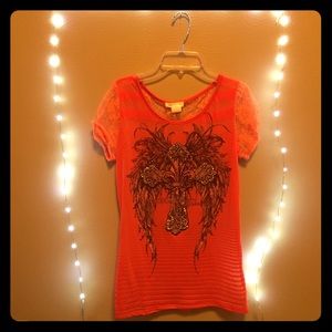 Angels and Diamond Top: Cross with Angel Wings